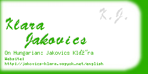 klara jakovics business card